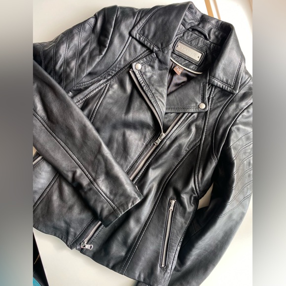 DANIER Motorcycle Jacket Black Leather Size 2XS ( US Size 2/4) UK 6/8 - Picture 2 of 10